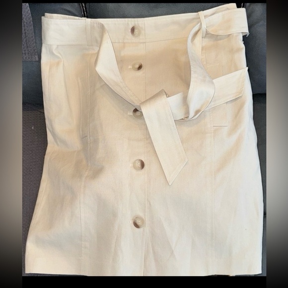 Ann Taylor Beige Linen Blend Belted Skirt Size 12 new condition Cream/Tan - Picture 1 of 7